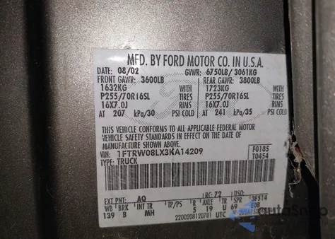 2003 Ford F-150 Lariat/Xlt z USA, uszkodzony, nr VIN 1FTRW08LX3KA14209